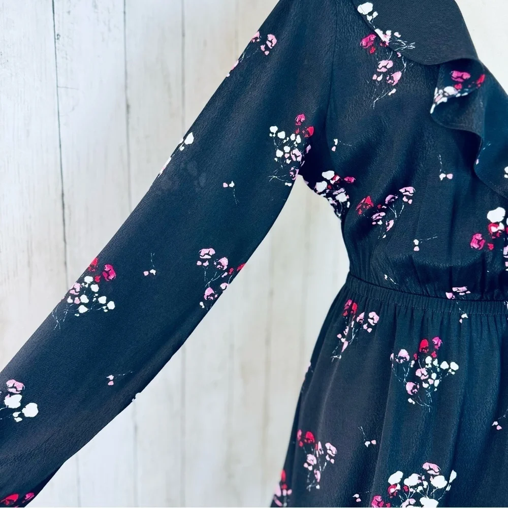 ✨ Express | Black Floral Ruffle Dress – Size Small - Picture 3 of 14